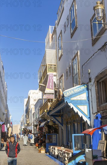 Hotel and cafe Dar Mounia in medina area of Essaouira, Morocco, north Africa, Africa