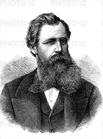 Heinrich Ferstel, Baron von Ferstel since 1879, 7 July 1828 - 14 July 1883, Austrian architect and university lecturer. He is considered an outstanding representative of historicism, Historical, digital reproduction of an original 19th century model