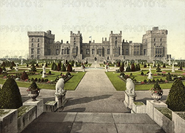 Windsor Castle, East Terrace, Windsor Castle, in the English town of Windsor in the south of England in the county of Berkshire, around 1890, Historic, digitally restored reproduction from a 19th century original