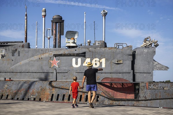 Submarine JULIETT U-461, former Russian submarine, tourist attraction in the Maritime Museum Peenemünde, Usedom Island, Mecklenburg-Western Pomerania, Germany, Europe