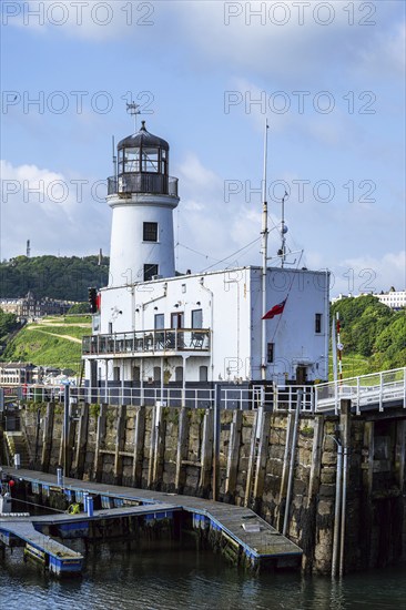 Scarborough Lighthouse and Harbour, Vincent Pier, Scarborough, North Yorkshire, England, United Kingdom, Europe