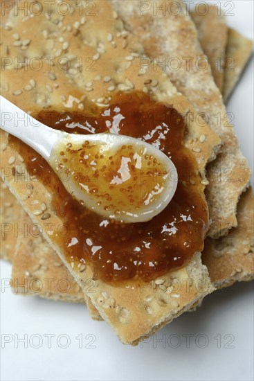 Fig jam on crispbread, Ficus carica