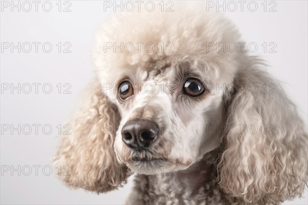 Portrait of white poodle dog. KI generiert, generiert AI generated