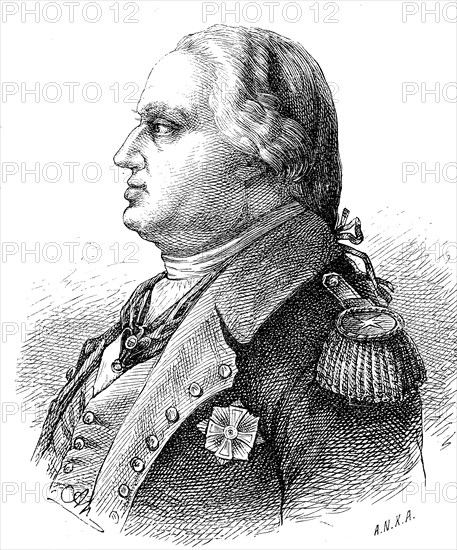 Friedrich Wilhelm Ludolf Gerhard Augustin von Steuben, Baron Steuben, 17 September 1730, 28 November 1794, was a Prussian officer and American general. He reorganised the Continental Army during the American War of Independence, Historical, digital reproduction of an original from the 19th century