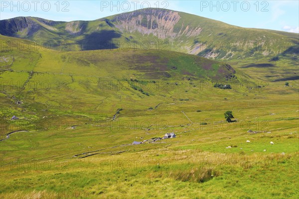 Upland landscape view to Moel Eilio mountain, Mount Snowdon, Gwynedd, Snowdonia, north Wales, UK