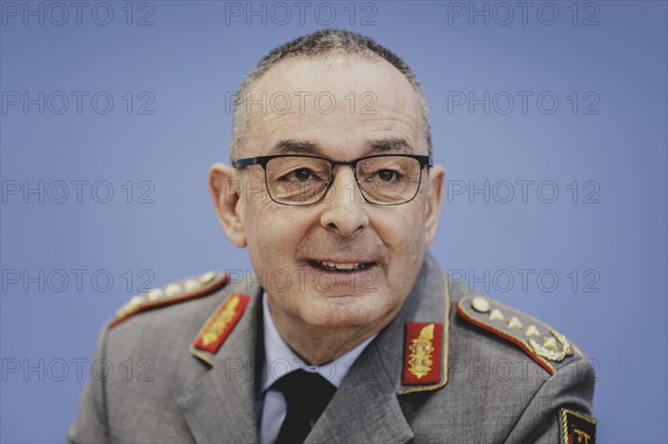 General Carsten Breuer, Inspector General of the Bundeswehr, at a federal press conference on the 'Quadriga' military exercise in Berlin, 22 April 2024