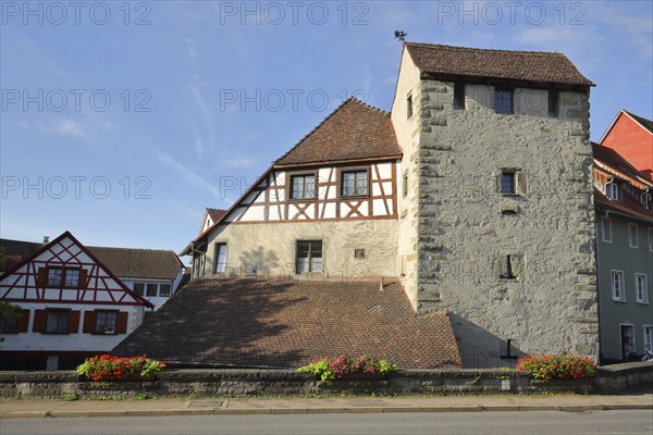 Historic tower house, building, tower, Stettener Straße, Meersburg, Obersee, Lake Constance, Lake Constance area, Baden-Württemberg, Germany, Europe