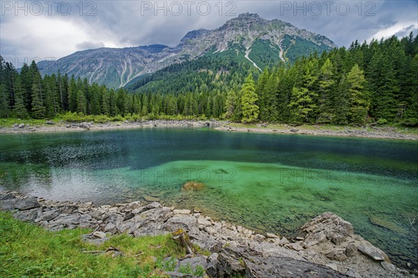 Obernberger See, mountain lake, landscape of the Stubai Alps, weather mood, cloud mood, Obernberg am Brenner, Tyrol, Austria, Europe