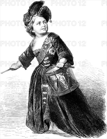 Frederick, son of Frederick William I, as a child, Prussian history, drum, medals, elegant clothing, etiquette, historical illustration 1882