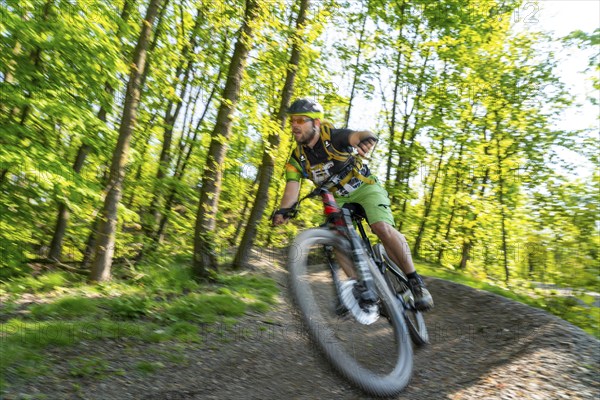 Brammentrail, mountain bike trail on the Schurenbach spoil tip, in Essen North Rhine-Westphalia, Germany, Europe