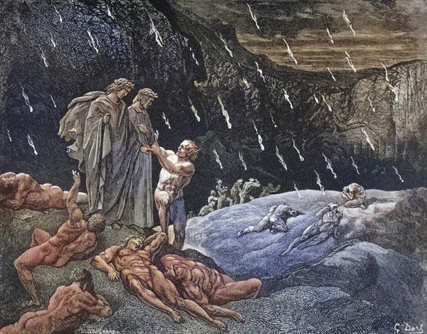 Illustration by Gustave Dore (1832-1883) for Inferno by Dante Alighieri Canto, Inferno, Hell, Paradise, Angels, Damnation, Historical, digitally restored reproduction from a 19th century original, Record date not stated