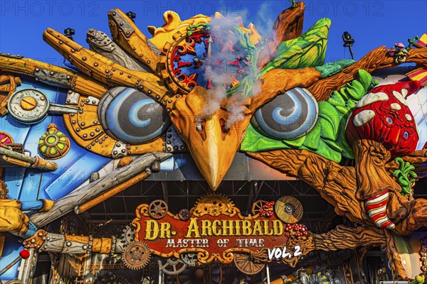 Virtual reality adventure ride, Dr Archibald-Master of Time, amusement ride and ghost train, Oktoberfest, Festwiese, Theresienwiese, Munich, Upper Bavaria, Bavaria, Germany, Europe