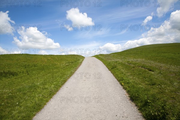 Small narrow lane on chalk downland scarp slope, Allington Down, Wiltshire, England, United Kingdom, Europe