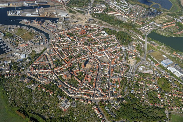 Aerial view, Wismar, Old Town