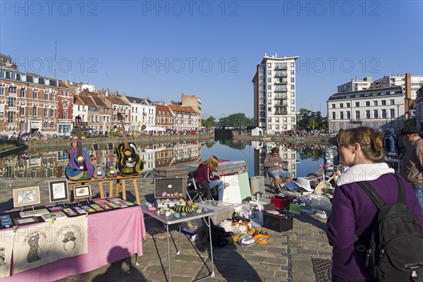 Lille, France, September 1, 2018: The traditional annual flea market in Lille (the first weekend of September), Braderie de Lille, Europe