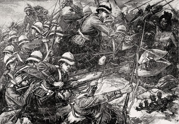 The Battle of Tamai or Tamanieh, on 13 March 1884 between a British force and a Mahdist Sudanese army, From British Battles on Land and Sea, by James Grant