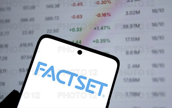 Dhaka, Bangladesh- 09 Nov 2024: Factset logo is displayed on smartphone