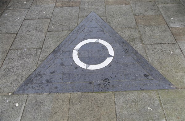 Distance rail marker zero miles, Blaenau Ffestiniog, Gwynedd, north Wales, UK