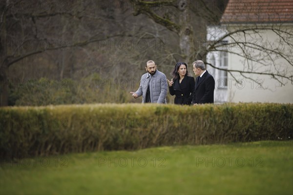 Trilateral meeting at Villa Borsig between Germany, Armenia and Azerbaijan. Annalena Bärbock (Alliance 90/The Greens), Federal Foreign Minister, meets the Foreign Minister of the Republic of Azerbaijan, Jeyhun Bayramov, and the Foreign Minister of the Republic of Armenia, Ararat Mirzoyan, at the Federal Foreign Office Guest House on Lake Tegel. Berlin, 28.02.2024. Photographed on behalf of the Federal Foreign Office