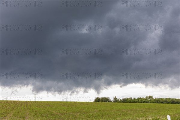 Heavy rain showers and thunderstorms over Possendorf in the Eastern Ore Mountains, Possendorf, Saxony, Germany, Europe