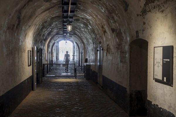 Hallway inside Fort van Liezele, museum about fortresses of the fortified area of Antwerp, Puurs-Sint-Amands, province of Antwerp, Belgium, Europe