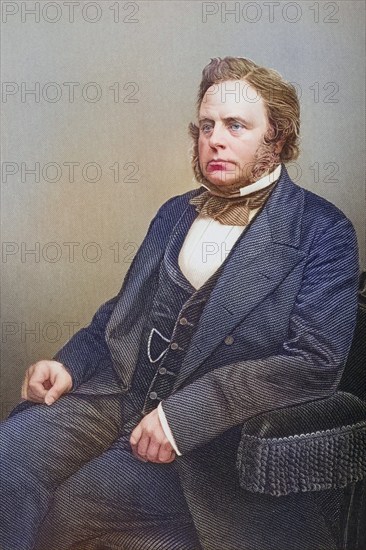 John Bright, 1811-1889, British statesman and orator. Painted by DJPound after a photograph by J. Whitlock. From the book The Drawing-Room Portrait Gallery of Eminent Personages, Volume 2, published in London 1859, digitally restored reproduction from a 19th century original, record date not stated