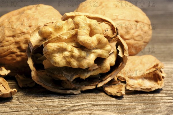 Close-up of walnuts on the table