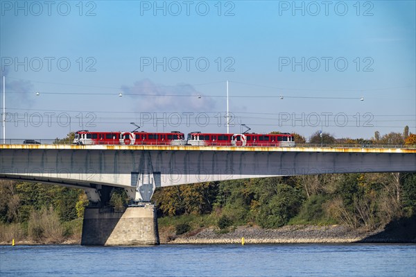 The Konrad Adenauer Bridge, South Bridge, A562 motorway bridge and 2 light rail lines, tramway, Bonn, North Rhine-Westphalia, Germany, Europe