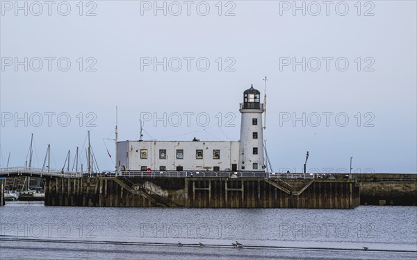 Scarborough Lighthouse and Harbour, Vincent Pier, Scarborough, North Yorkshire, England, United Kingdom, Europe