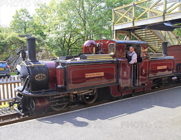 Steam train Ffestiniog railway, Blaenau Ffestiniog station, Gwynedd, north west Wales, UK