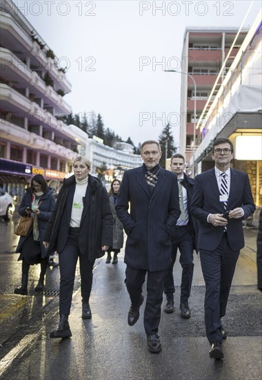 Christian Lindner (FDP), Federal Minister of Finance, pictured during his participation in the World Economic Forum in Davos. Here on the way to the AI House, on the right State Secretary Heiko Thoms. Photographed on behalf of the Federal Ministry of Finance