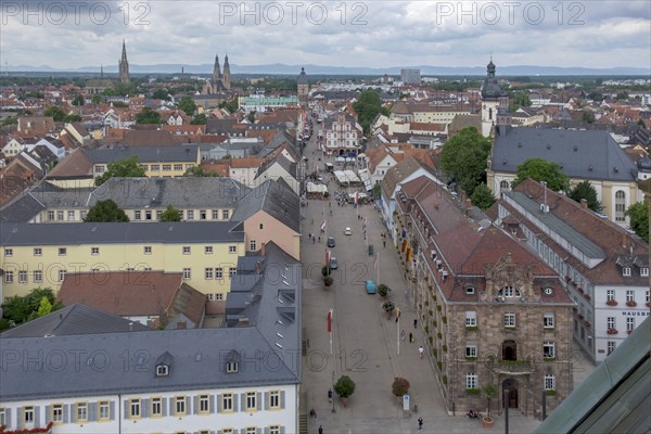 View of the rooftops of Speyer and Maximilianstraße, Speyer, Palatinate, Rhineland-Palatinate, Germany, Europe