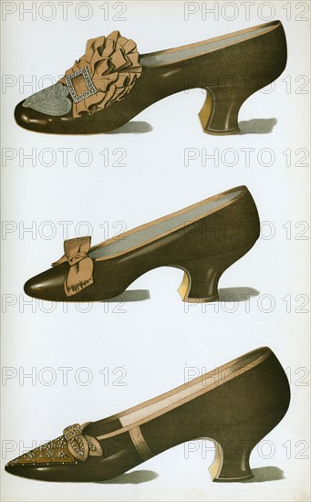 Shoe fashion in 1900, Women's shoes, Three bronze shoes, the first worn on stage by the actress Miss Ada Cavendish, Three bronze shoes, the first worn on stage by the actress Miss Ada Cavendish (1900)