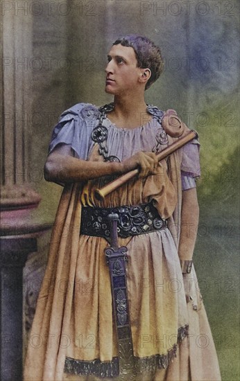 Frank Robert Benson (1858-1939) English actor and director who specialised in Shakespearean roles. Here as Theseus, one of the young lovers, in A Midsummer Night's Dream by William Shakespeare, ca. 1895, Historic, digitally restored reproduction from a 19th century original, Record date not stated