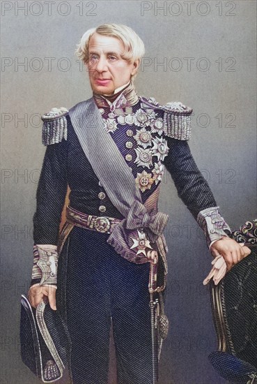 Edmund Lyons, Baron Lyons, Lord Admiral, 1790-1858, British Admiral. Painted by DJPound after a photograph by Kilburn, Historic, digitally restored reproduction from a 19th century original, Record date not stated