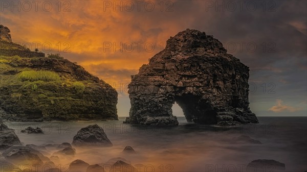 Sunset at Playa de los Roques, Puerto De La Cruz, Tenerife, Spain, Europe