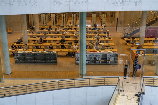 The Danish Royal Library, new building, the so-called Black Diamond, one of the reading rooms, Copenhagen, Denmark, Europe