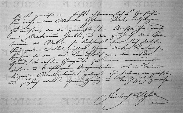 Conclusion of the handwritten letter from King Frederick William III to Minister Baron von Stein dated 24 November 1806, historical, digital reproduction of an original from the 19th century