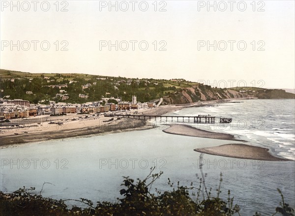 View from the Ness, Teignmouth, England, Historical, digitally restored reproduction from a 19th century original, 1880, Record date not stated