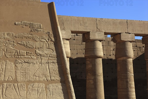 Luxor, Karnak Temple, Pillars of the Amun Re Temple in Karnak, Africa, Upper Egypt, UNESCO World Heritage Site