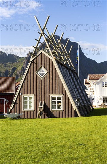 Traditional building style at Scandic Hotel, Svolvaer, Lofoten Islands, Nordland, Norway, Europe