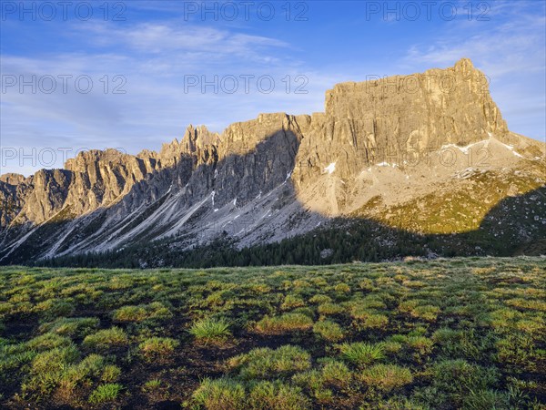 Mountains at sunset, Dolomites, Passo Giau, Belluno, Italy, Europe