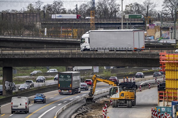 Duisburg-Kaiserberg motorway junction, complete reconstruction and new construction of the A3 and A40 junction, all bridges, ramps, carriageways are being renewed and partly widened, 8 years construction time, railway bridges running there are also being renewed, North Rhine-Westphalia, Germany, Europe