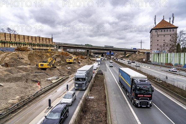 Duisburg-Kaiserberg motorway junction, complete reconstruction and new construction of the A3 and A40 junction, all bridges, ramps, carriageways are being renewed and partly widened, 8 years construction time, railway bridges running there are also being renewed, North Rhine-Westphalia, Germany, Europe