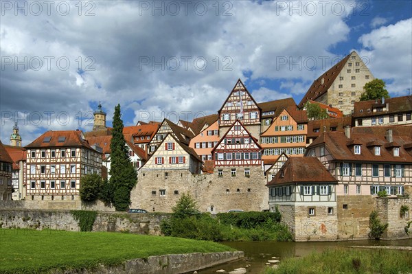 Europe, Germany, Baden-Württemberg, Schwäbisch Hall, an der Kocher, View from Unterwöhrd to the old town, Schwäbisch Hall, Baden-Württemberg, Germany, Europe