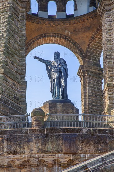 Kaiser Wilhelm Monument, Porta Westfalica, Weser Valley, Weserbergland, North Rhine-Westphalia, Germany, Europe