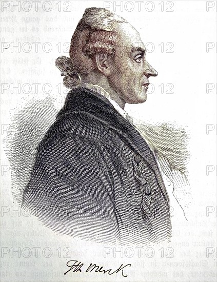 Johann Heinrich Merck, 11 April 1741, 27 June 1791, was a Darmstadt publisher, editor and naturalist, digital reproduction of an original from the 19th century, original date unknown