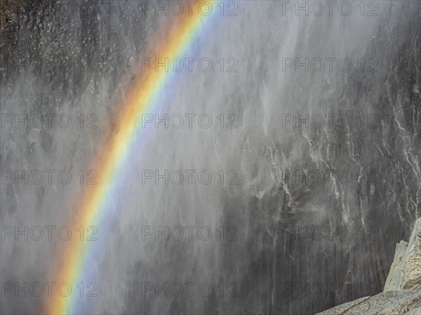 Water veil and rainbow, waterfall Dettifoss, east side, Iceland, Europe