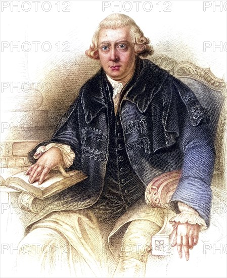 John Gregory (1724-1773) Scottish physician, professor of philosophy at the University of Aberdeen (1746-1749), professor of medicine at the University of Edinburgh (1766-1773) and physician to His Majesty in Scotland, engraving from A Biographical Dictionary of Eminent Scotsmen by Thomas Thomson (1870), Historical, digitally restored reproduction from a 19th century original, Record date not stated