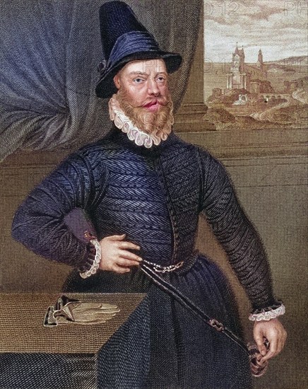 James Douglas 4th Earl of Morton, c. 1516, 1581, Scottish lord who played a leading role in the overthrow of Mary Queen of Scots. From the book Lodges British Portraits, London 1823, Historical, digitally restored reproduction from a 19th century original, Record date not stated